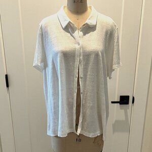 Eileen Fisher 100% Organic Linen Button Down Top, Sz XL